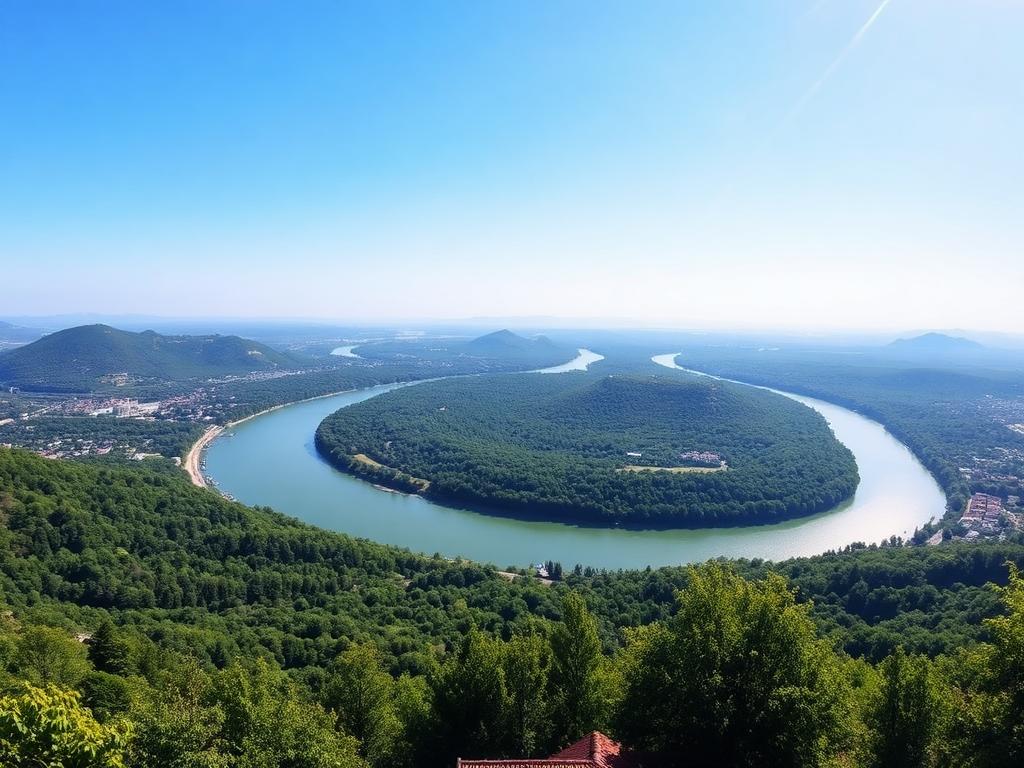 Napfényes Duna-kanyar panoráma a Dunakanyar Panoráma Út kerékpáros túraútvonalon